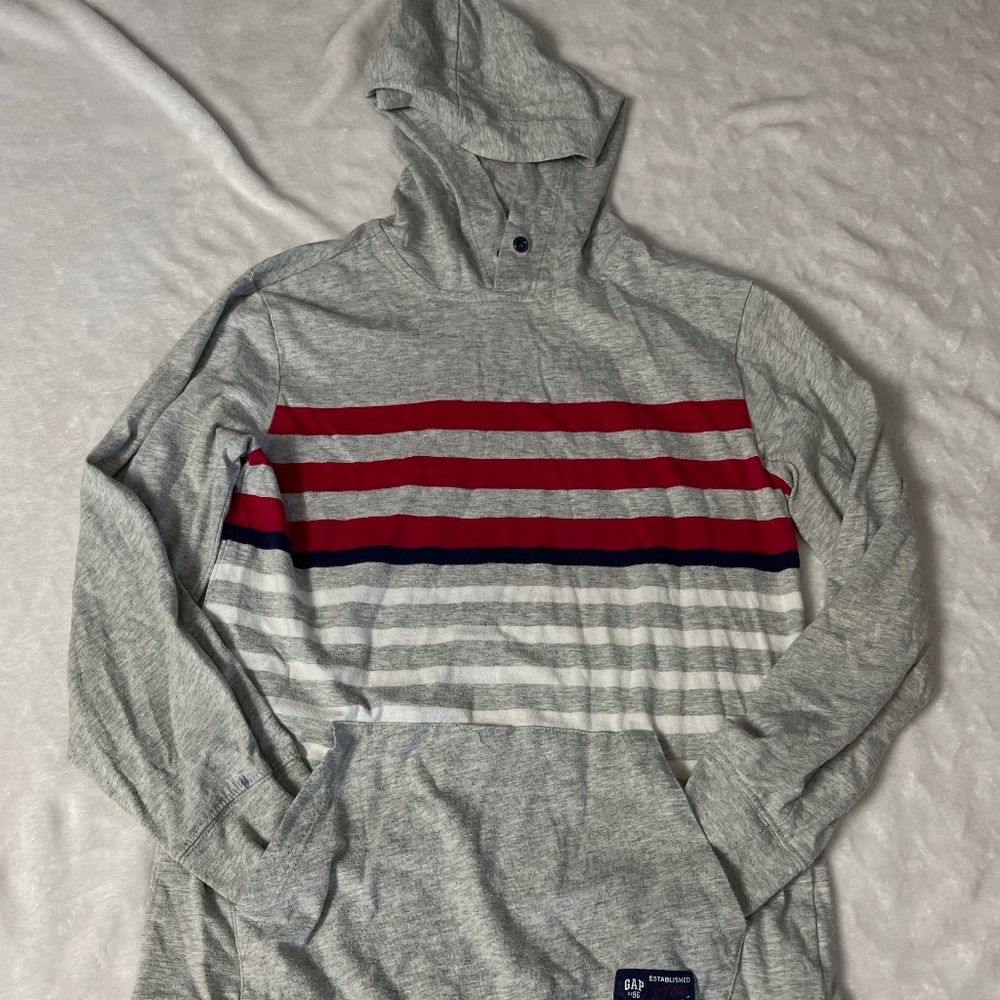 Gap Kids gray with one blue stripe Youth L (10/12) long sleeve shirt